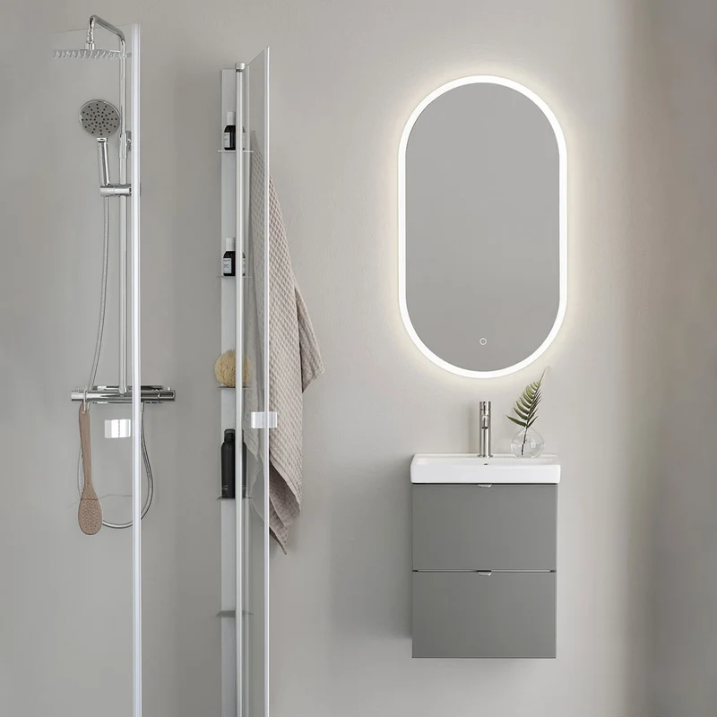 Badrumsmöbel set Hafa Neat Lådor med Tvättställ Varmgrå 42cm