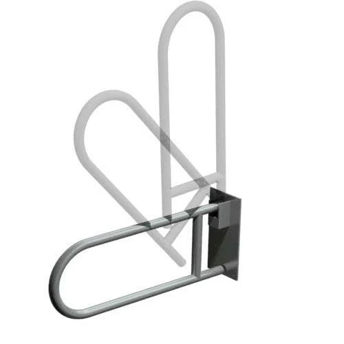ASI 3451-25P Swing Up Grab Bar (1-1/4" O.D) Peened - w/ Toilet Tissue Holder - Locks - Surface Mounted (Peened)