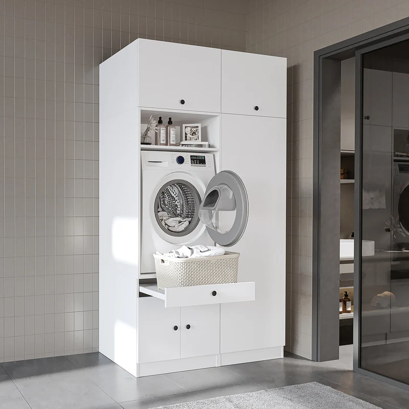 Roomart Waschmaschinenschrank SERIE 1, 127 cm, mit Hochschrank, in 3 Farben