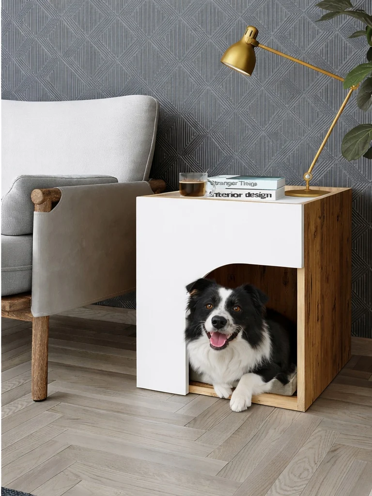 Roomart Tierhaus RINO für Hunde und Katzen, 50 cm, mit Beistelltisch-Funktion