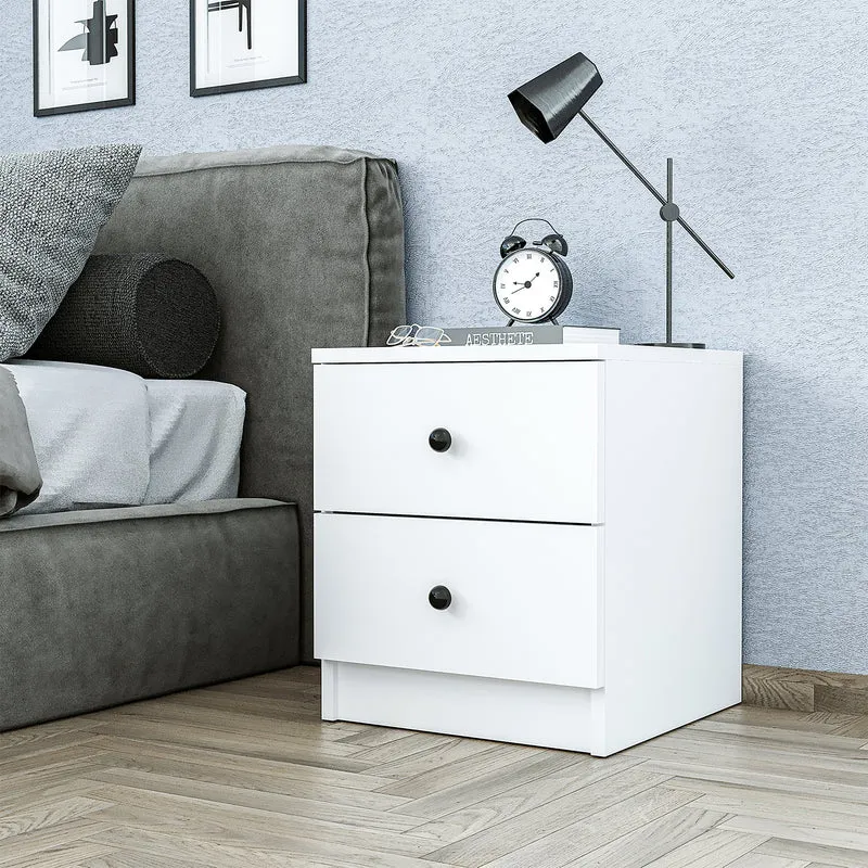 Roomart Nachttisch - Nachtkästchen KOMO, 40 cm, mit 2 Schubladen, in Weiß