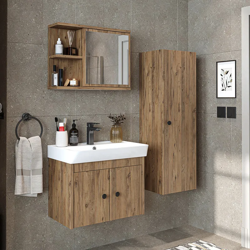 Roomart 4-teiliges Badmöbel-Set ADA, 60 cm, mit Waschbecken und Hochschrank, in 5 Farben