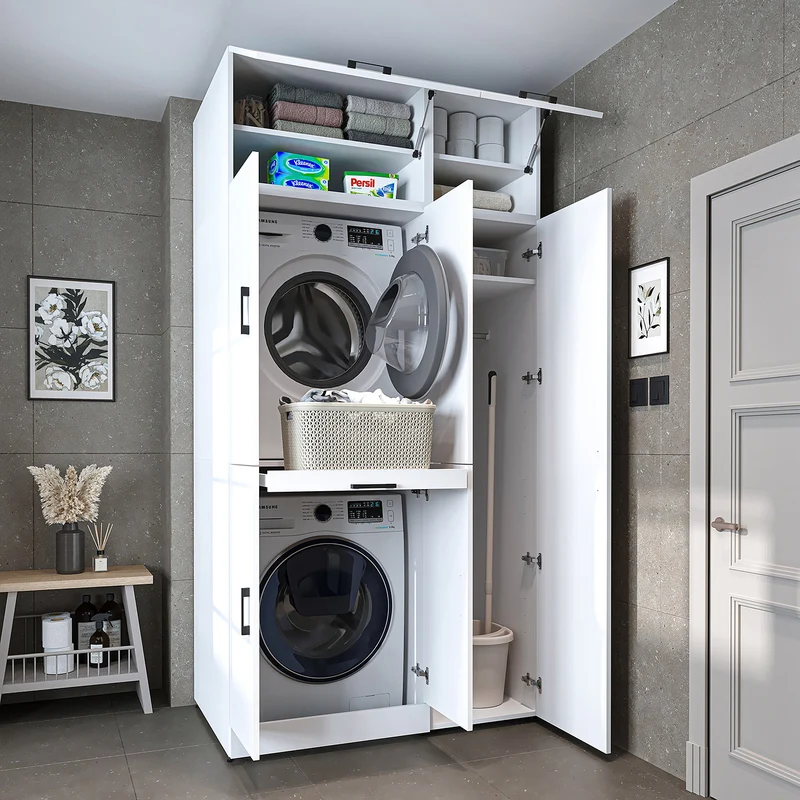 Roomart Waschmaschinenschrank DORA-I, 115 cm, für Waschmaschine und Trockner mit Hochschrank, in 5 Farben