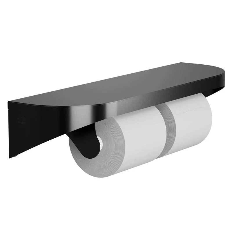 Bradley 5B2-110089-BB Toilet Tissue Dispenser- With Shelf. Brushed Black Electrocoat