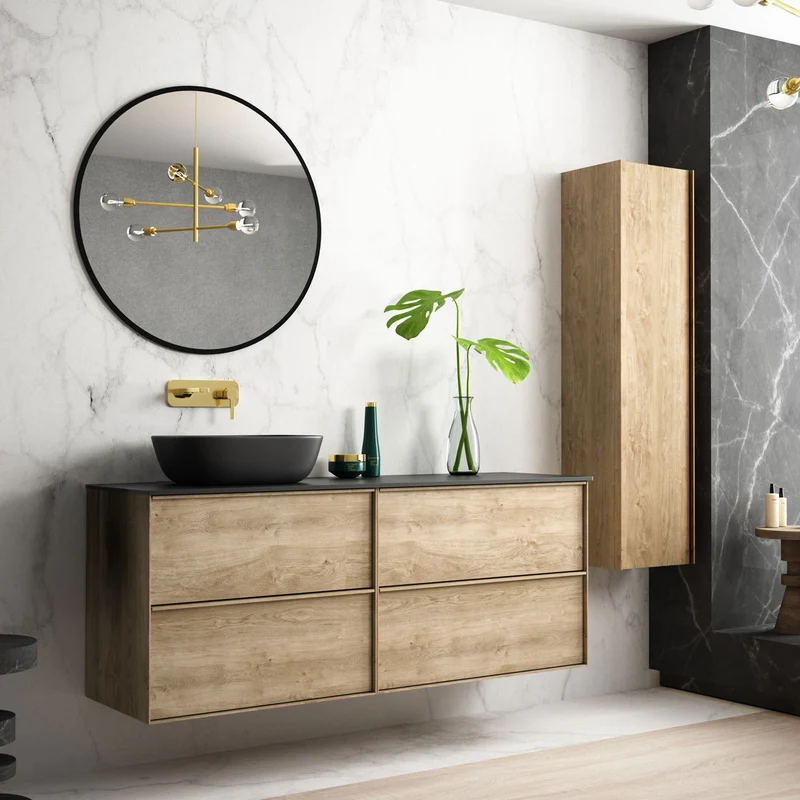 Bänkskiva Solid Surface Tenfors 120x45 cm Svart Matt