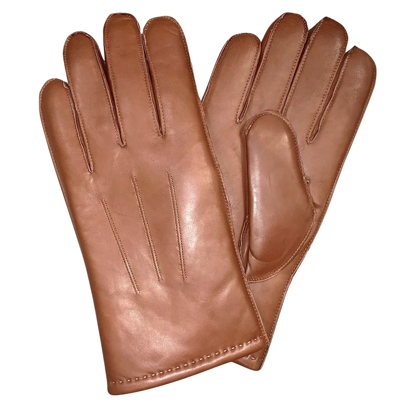 Fingerman Ciano Man Herrhandske Skinn Ljusbrun