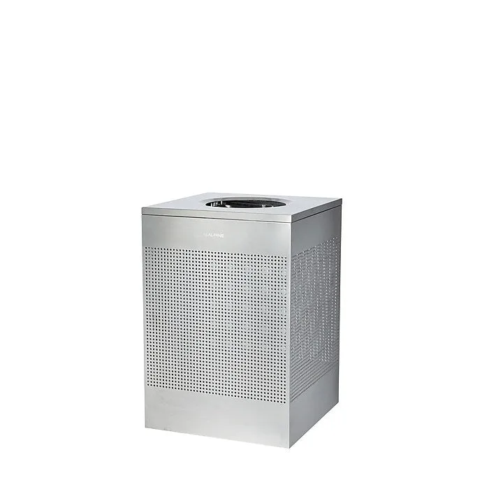 Alpine ALP438-40-SS 40 Gallon Square Perforated Trash Can, Stainless Steel