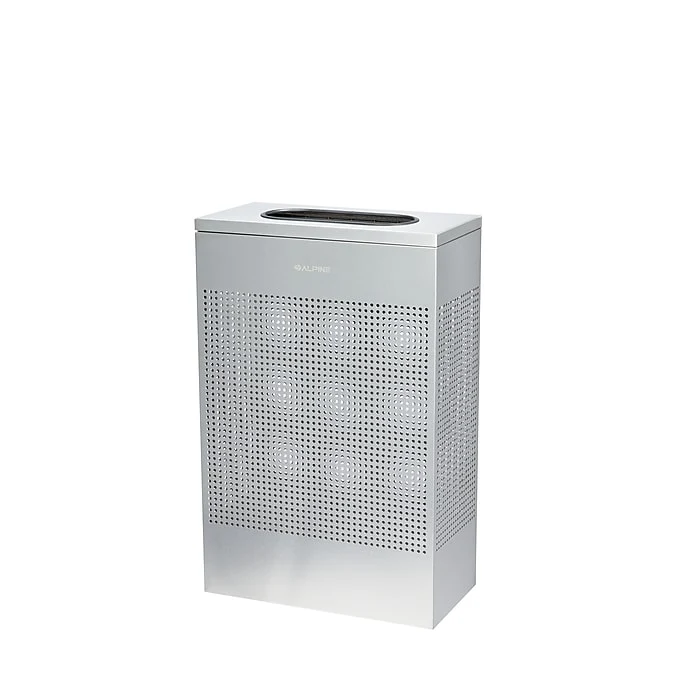 Alpine ALP438-13-SS 13 Gallon Square Perforated Trash Can, Stainless Steel