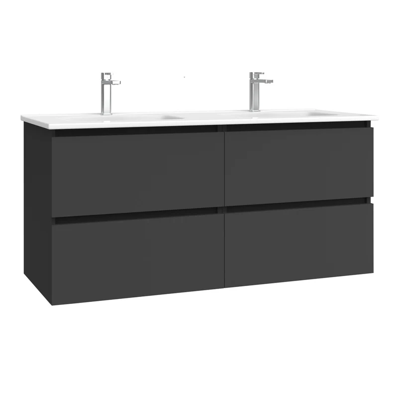Kommod & Tvättställ 120 cm Tenfors Viken Svart Matt 4 lådor