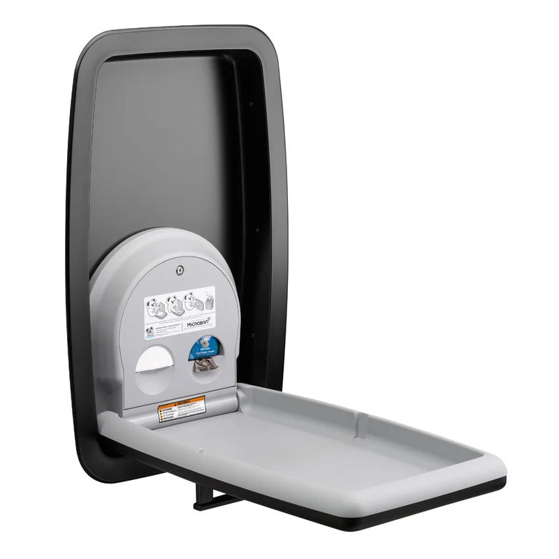 Koala Kare KB311-SSRE-MBLK Vertical Recess Mount Matte Black Stainless Steel Baby Changing Station