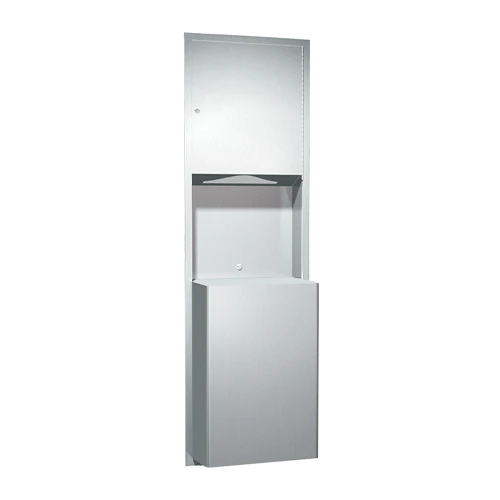 ASI 0469-BL Combination Commercial Paper Towel Dispenser/Waste Receptacle, Recessed-Mounted, Stainless Steel