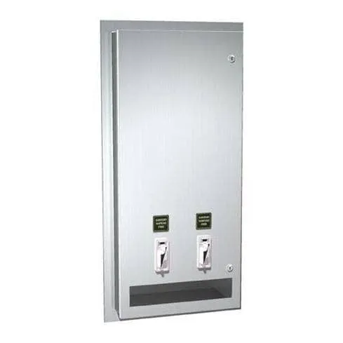 ASI0464-F Commercial Restroom Sanitary Napkin/ Tampon Dispenser, Free-Operated, Recessed-Mounted, Stainless Steel