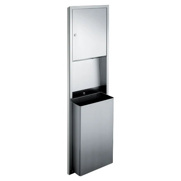 ASI 0469-2 Combination Commercial Paper Towel Dispenser/Waste Receptacle, Semi-Recessed-Mounted, Stainless Steel