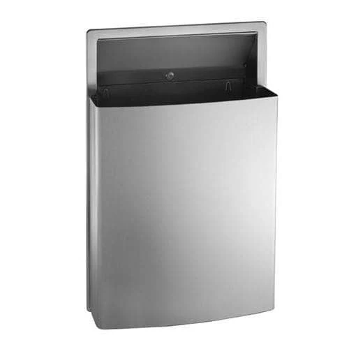 ASI 20458 Commercial Restroom Waste Receptacle, 12 Gallon, Roval-Semi-Recessed-Mounted, 15-1/4" W x 23" H, 2-1/2" D, Stainless Steel