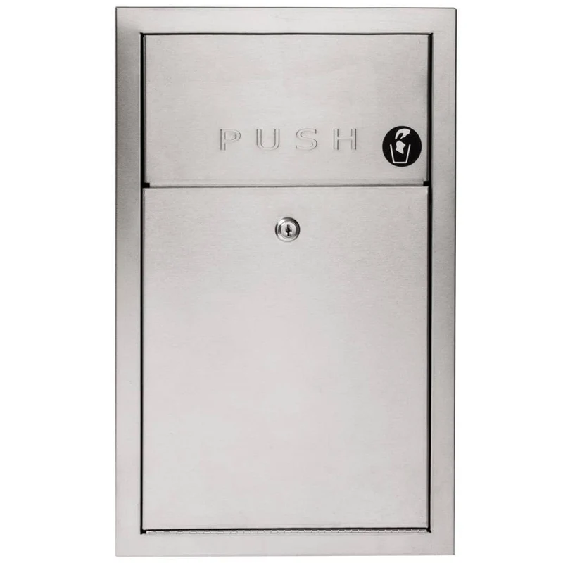 Bradley 369-11 Commercial Restroom Waste Receptacle, 1.7 Gallon, Surface-Mounted, 12-3/4" W x 20-1/2" H, 6-3/16" D, Stainless Steel