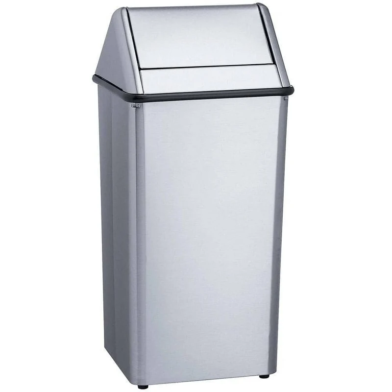 Bradley 377-380000 Commercial Restroom Waste Receptacle, 36 Gallon, Free-Standing, Stainless Steel