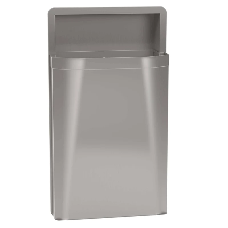 Bradley 3A05-1036 Commercial Restroom Sanitary Waste Bin, 18 Gallon, Semi-Recessed-Mounted, 17-1/8" W x 30-5/8" H, 12-3/4" D, Stainless Steel
