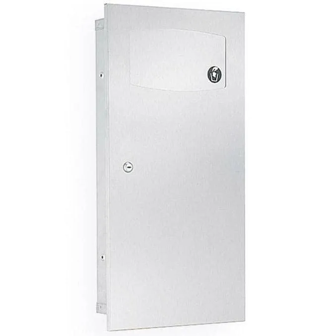 Bradley 3257-000000 Commercial Restroom Sanitary Waste Bin, 2.8 Gallon, Surface-Mounted, 14-1/2" W x 28-1/4" H, 4-1/2" D, Stainless Steel