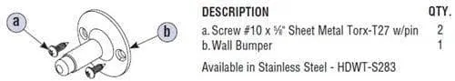 Bradley HDWT-Z283 Toilet Partition Wall Bumper Kit for use with Bradley 1" Panels
