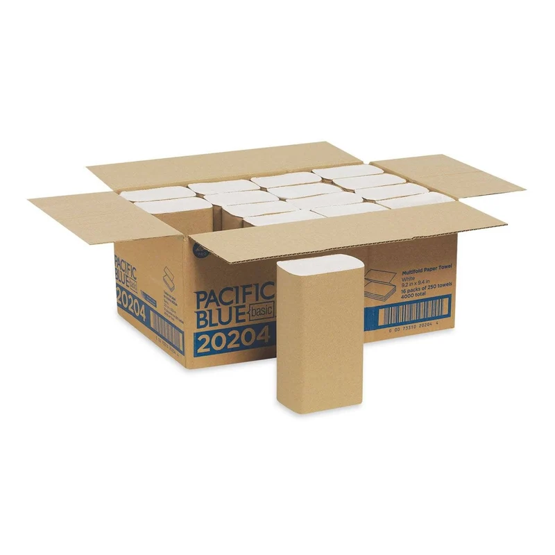 Georgia Pacific Pacific Blue Basic Folded Paper Towel, 9 1/4 X 9 1/2, White, 250/Pack, 16 Pk/Ct - GPC20204
