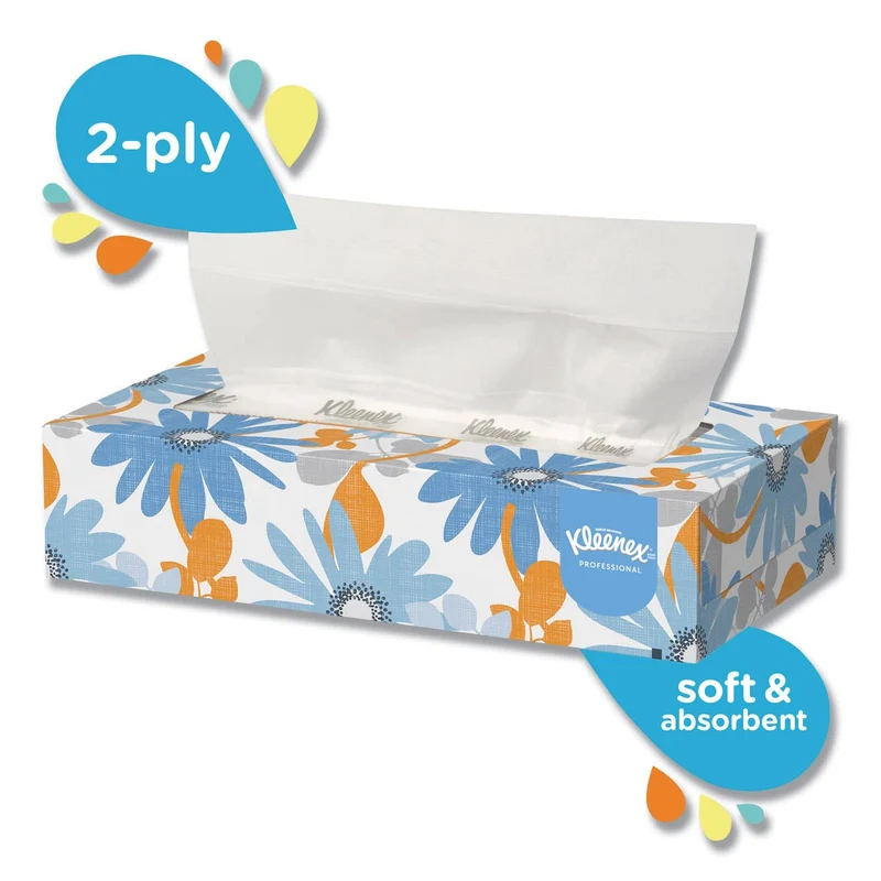 Kleenex White Facial Tissue, 2-Ply, White, Pop-Up Box, 125 Sheets/Box, 48 Boxes/Carton - KCC21606CT