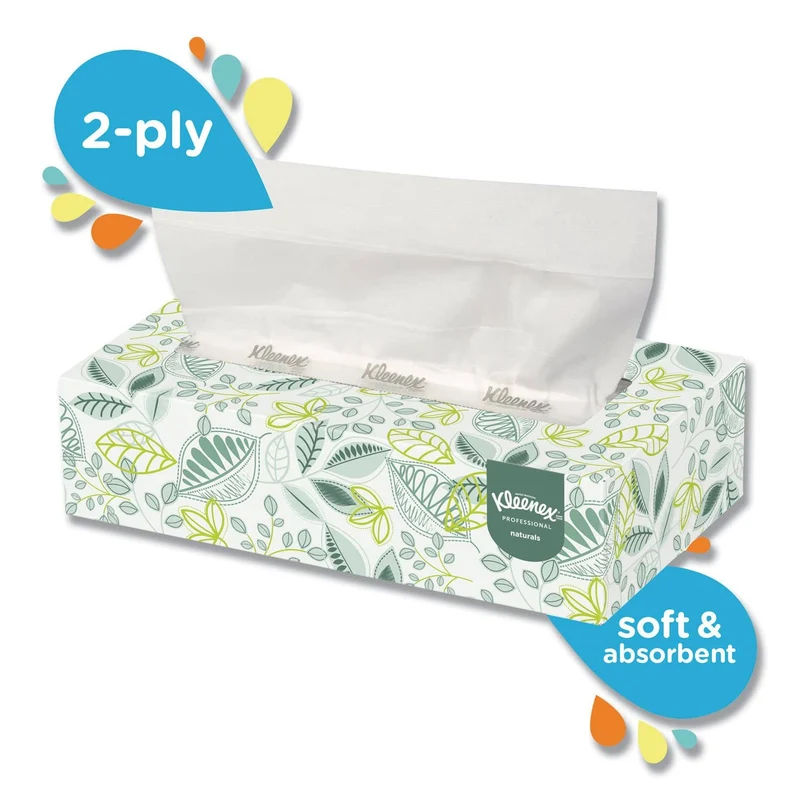 Kleenex Naturals Facial Tissue, 2-Ply, White, 125 Sheets/Box, 48 Boxes/Carton - KCC21601