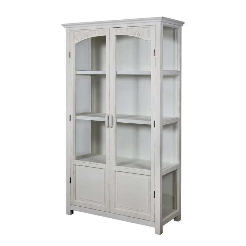 Chic Antique Vitrinskåp med glasdörrar och hyllor H170/L97/B41 cm antik creme
