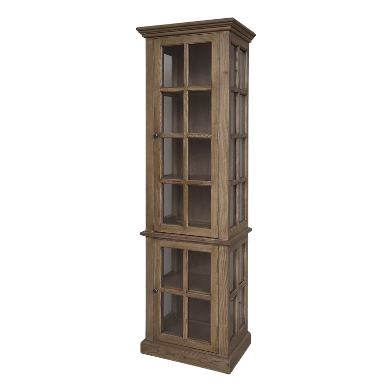Chic Antique Vitrinskåp Marseille med 2 dörrar och hyllor H196/L60/B40 cm Natur