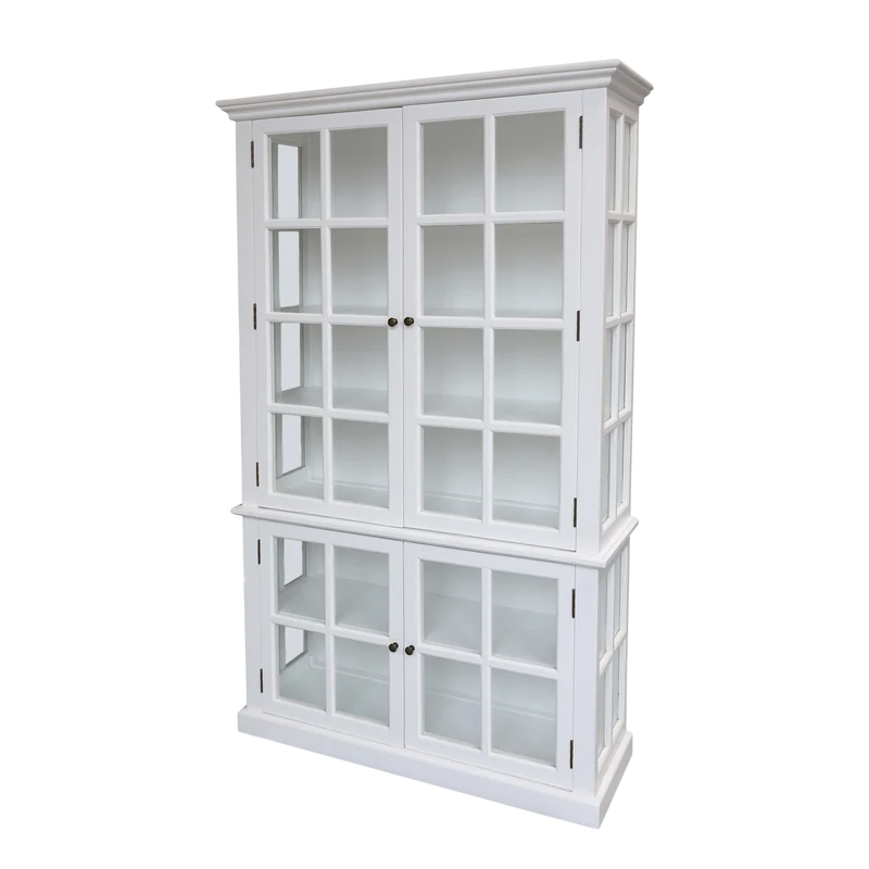 Chic Antique Vitrinskåp Marseille med 4 dörrar och hyllor H196/L120/B40 cm Vit