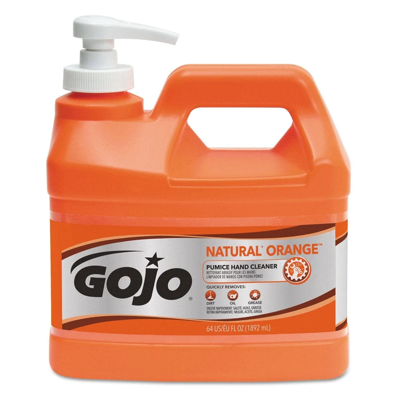 Gojo Natural Orange Pumice Hand Cleaner, Citrus, 0.5 Gal Pump Bottle, 4/Carton - GOJ095804