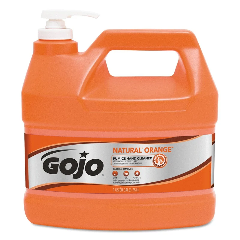 Gojo Natual Orange Pumice Hand Cleaner, Citrus, 1 Gal Pump Bottle, 4/Carton - GOJ095504CT