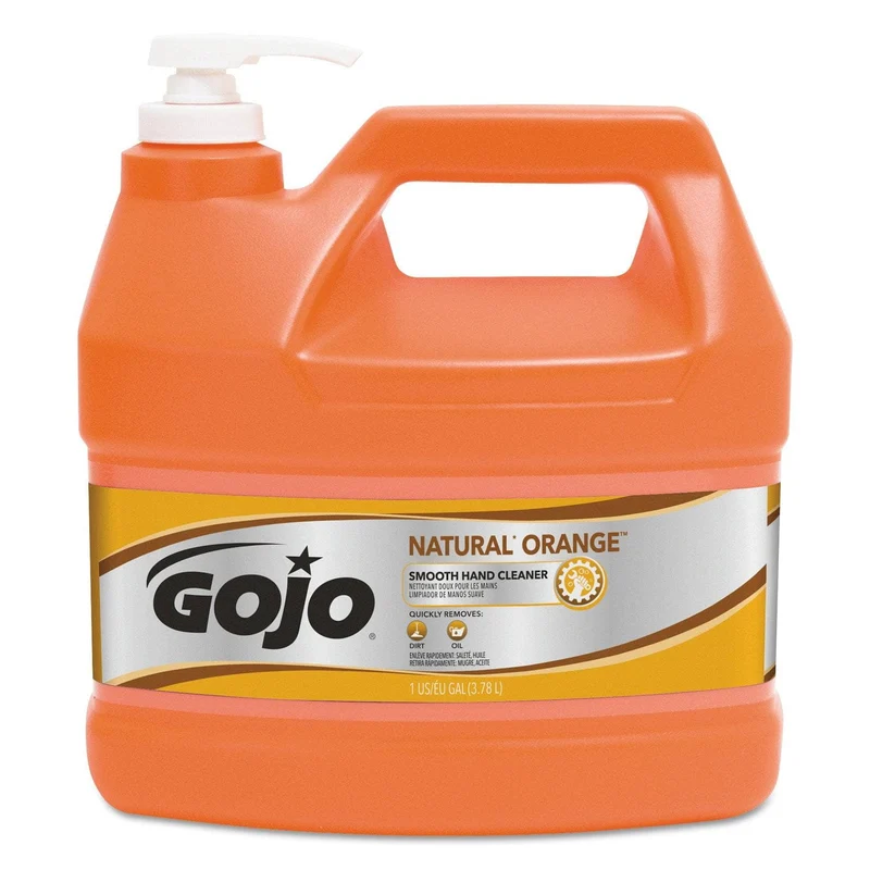 Gojo Natural Orange Smooth Hand Cleaner, 1 Gal, Pump Dispenser, Citrus Scent, 4/Carton - GOJ094504