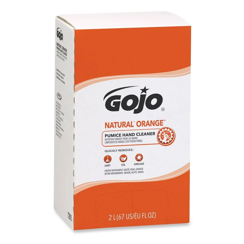Gojo Natural Orange Pumice Hand Cleaner Refill, Citrus Scent, 2000Ml, 4/Carton - GOJ7255
