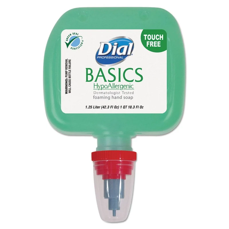 Dial Basics Foaming Hand Wash, Green, 1,250 Ml, Cassette Refill, 3/Carton - DIA99150