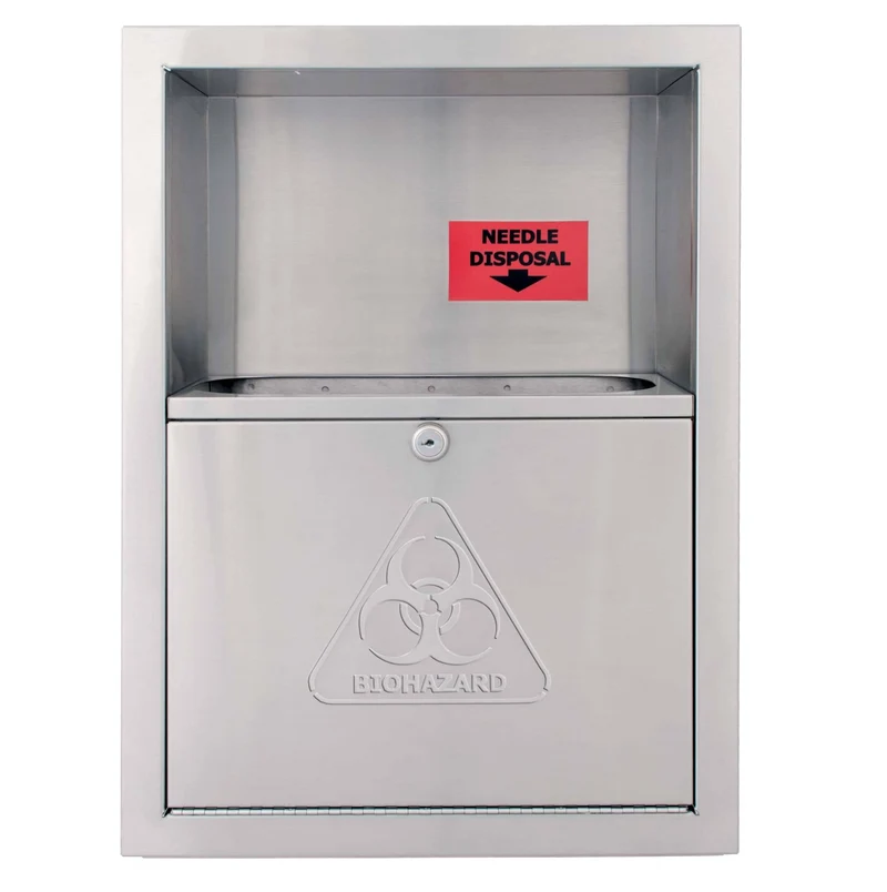 Bradley BX-989 Commercial Restroom Needle Disposal, Recessed-Mounted, Stainless Steel