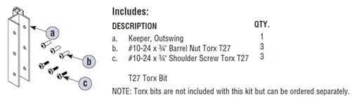 Bradley HDWP-A0052 Toilet Partition Wrap Around Strike/Keeper, Out-Swing for use with Bradley 1" Panels