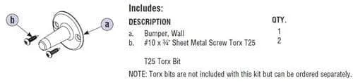 Bradley HDWP-Z283 Toilet Partition Wall Bumper Kit for use with Bradley 1" Panels