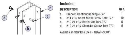 Bradley HDWP-S0041 Toilet Partition Pilaster at Panel/Pilaster Bracket, Steel
