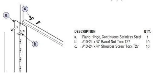 Bradley HDWP-S0137 Toilet Partition Continuous Piano Hinge, Stainless Steel