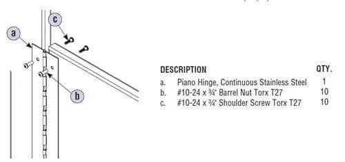 Bradley HDWP-S0136 Toilet Partition Continuous Piano Hinge, Stainless Steel