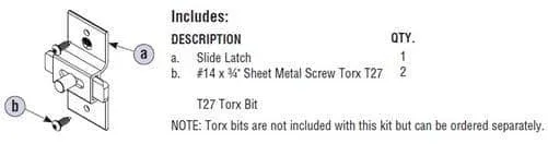 Bradley HDWP-A0109 Toilet Partition Slide Latch-Kit for use with Bradley 1" Panels