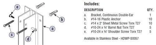 Bradley S0057 Toilet Partition Urinal Privacy Screen Hardware Kit, Stainless Steel