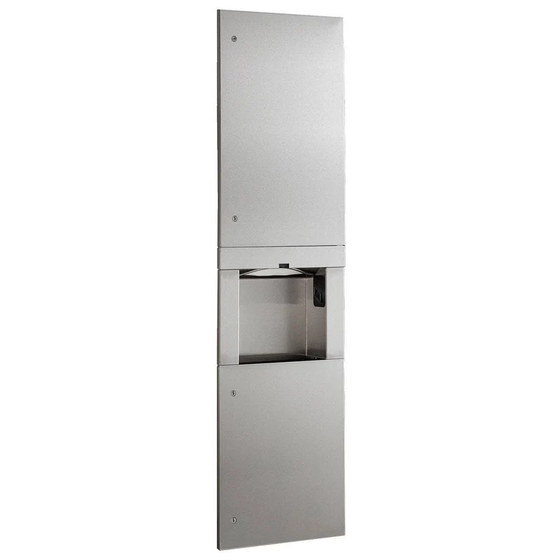 Bobrick B-38030 Automatic Commercial Paper Towel Dispenser/Hand Dryer/Waste Receptacle, Recessed-Mounted, Stainless Steel