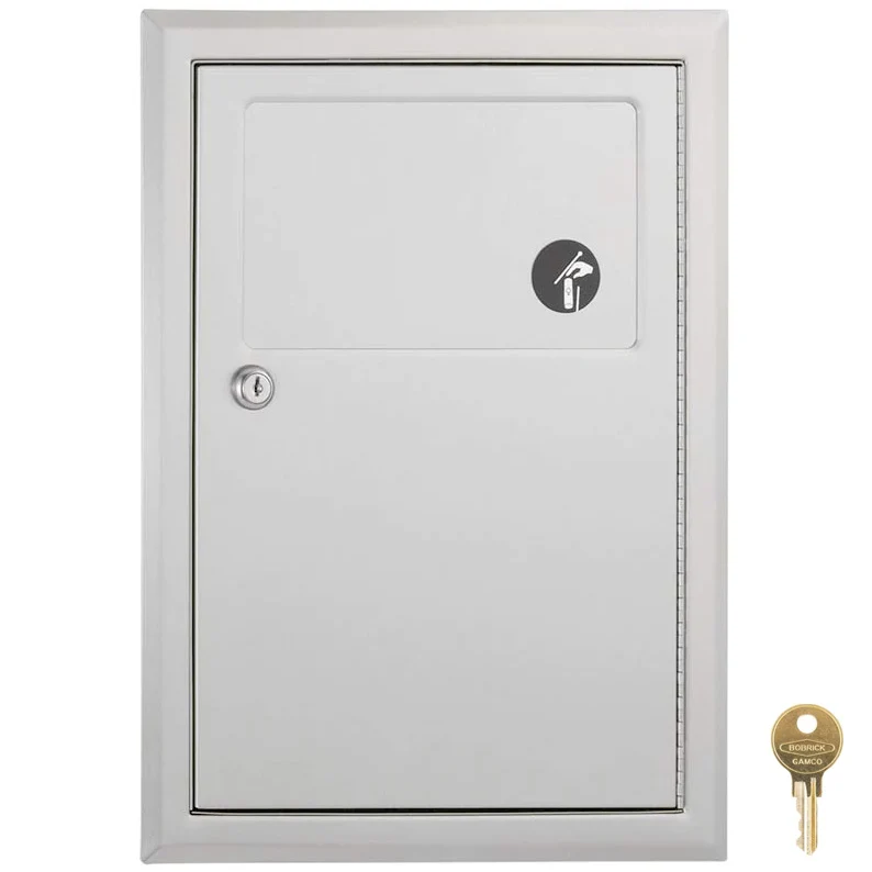 Bobrick B-353 Commercial Restroom Sanitary Napkin/Tampon Disposal, Recessed-Mounted, Stainless Steel