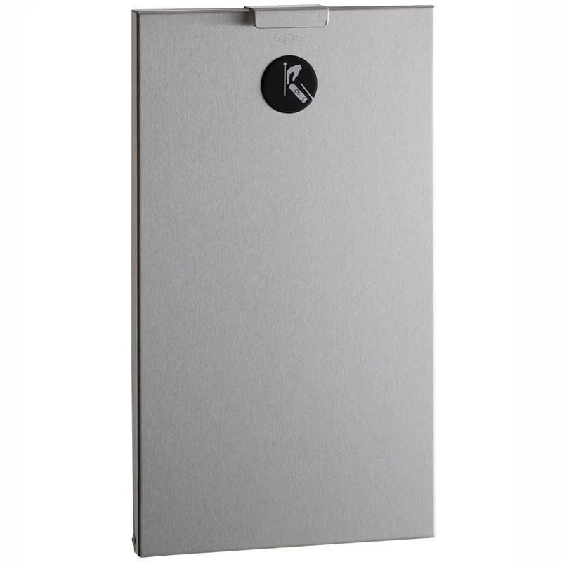 Bobrick B-3513 Commercial Restroom Sanitary Waste Bin, 2.3 L, Recessed-Mounted, 8-1/16" W x 14-1/8" H x 4-1/2" D, Stainless Steel