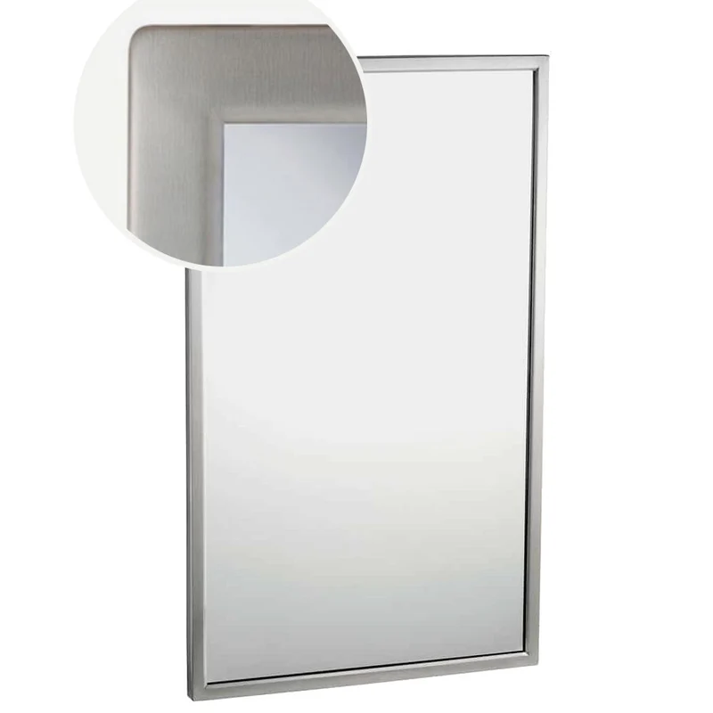 Bobrick B-290-2448 (24 x 48) Public Restroom Mirror Shelf, Angle Frame, 24" W x 48" H, Stainless Steel w/ Satin Finish