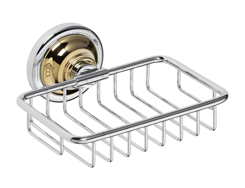Tvålkopp med Hållare Duschbyggarna CLASSIC KROM/GULD Korg