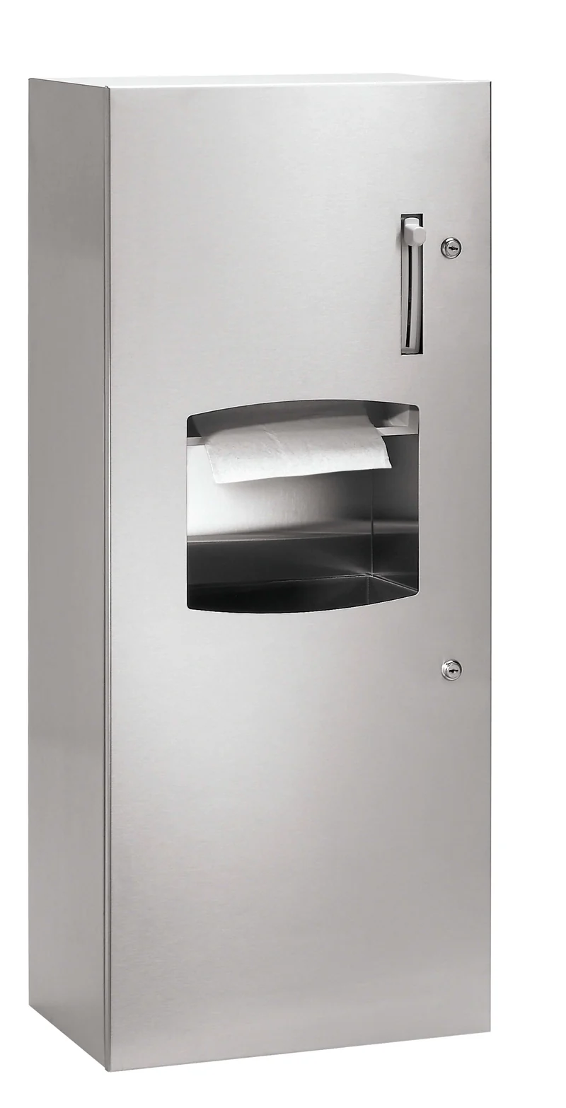 Bradley 2277-00 Commercial Paper Towel Dispenser/Waste Receptacle, Recessed-Mounted, Stainless Steel