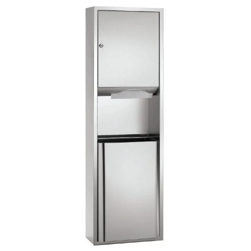 Bradley 237-10 Commercial Paper Towel Dispenser/Waste Receptacle, Semi-Recessed-Mounted, Stainless Steel