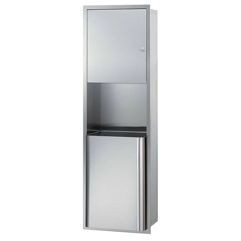 Bradley 2271-00 Commercial Paper Towel Dispenser/Waste Receptacle, Recessed-Mounted, Stainless Steel